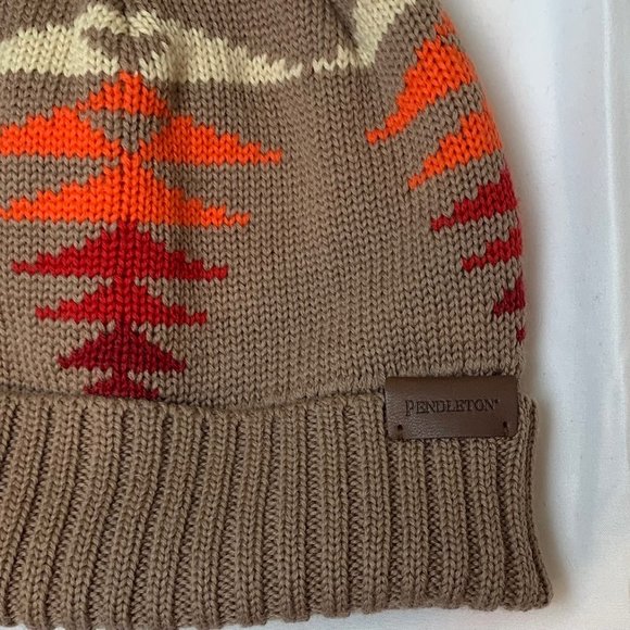 Pendleton Tan and Orange Patterned Beanie - Picture 2 of 3